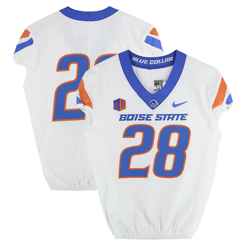 Boise State Broncos Team-Issued #28 White Nike Jersey from the Football Program - Size 44