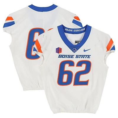 Boise State Broncos Team-Issued #62 White Nike Jersey from the Football Program - Size 48