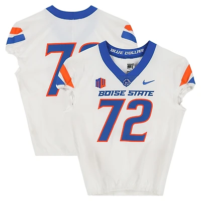 Boise State Broncos Team-Issued #72 White Nike Jersey from the Football Program - Size 48