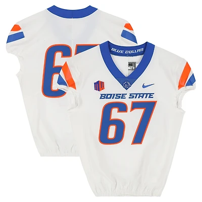 Boise State Broncos Team-Issued #67 White Nike Jersey from the Football Program - Size 46