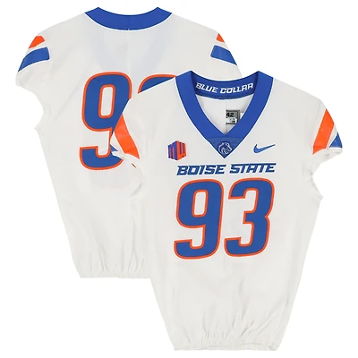 Boise State Broncos Team-Issued #93 White Nike Jersey from the Football Program - Size 42