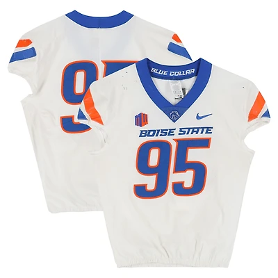 Boise State Broncos Team-Issued #95 White Nike Jersey from the Football Program - Size 48