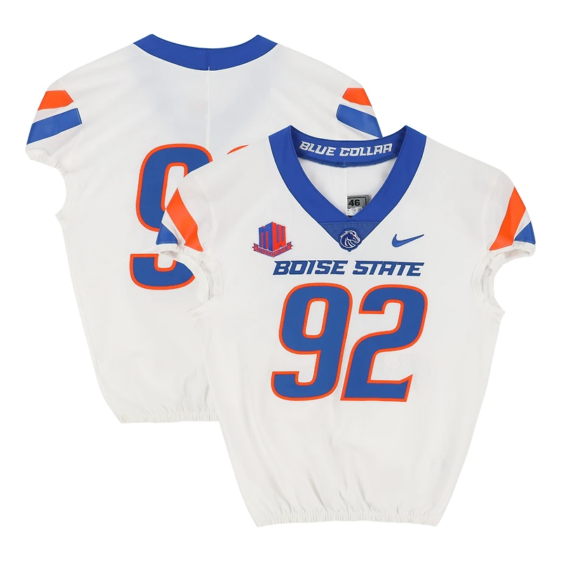 Boise State Broncos Team-Issued #92 White Nike Jersey from the Football Program - Size 46