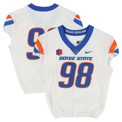 Boise State Broncos Team-Issued #98 White Nike Jersey from the Football Program - Size 48