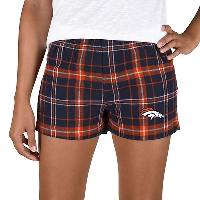 Women's Concepts Sport Navy/Orange Denver Broncos Ultimate Flannel Shorts