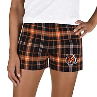 Women's Concepts Sport Black/Orange Cincinnati Bengals Ultimate Flannel Shorts