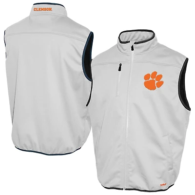 Men's Franchise Club White Clemson Tigers Softshell Full-Zip Vest