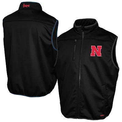 Men's Franchise Club Black Nebraska Huskers Softshell Full-Zip Vest
