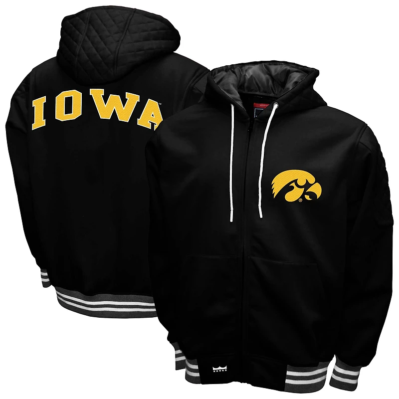 Men's Franchise Club Black Iowa Hawkeyes Grind Full-Zip Hoodie Jacket