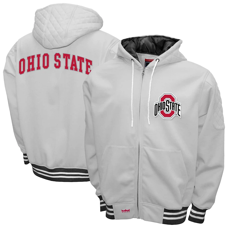 Men's Franchise Club White Ohio State Buckeyes Grind Full-Zip Hoodie Jacket