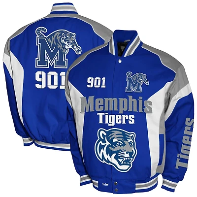 Men's Franchise Club Royal Memphis Tigers Driven Full-Zip Twill Jacket
