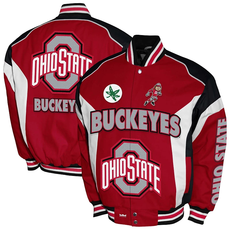 Men's Franchise Club Scarlet Ohio State Buckeyes Driven Full-Zip Twill Jacket