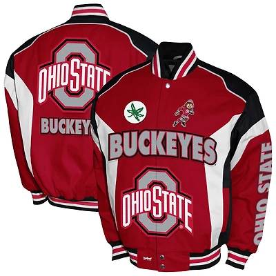 Men's Franchise Club Scarlet Ohio State Buckeyes Driven Full-Zip Twill Jacket
