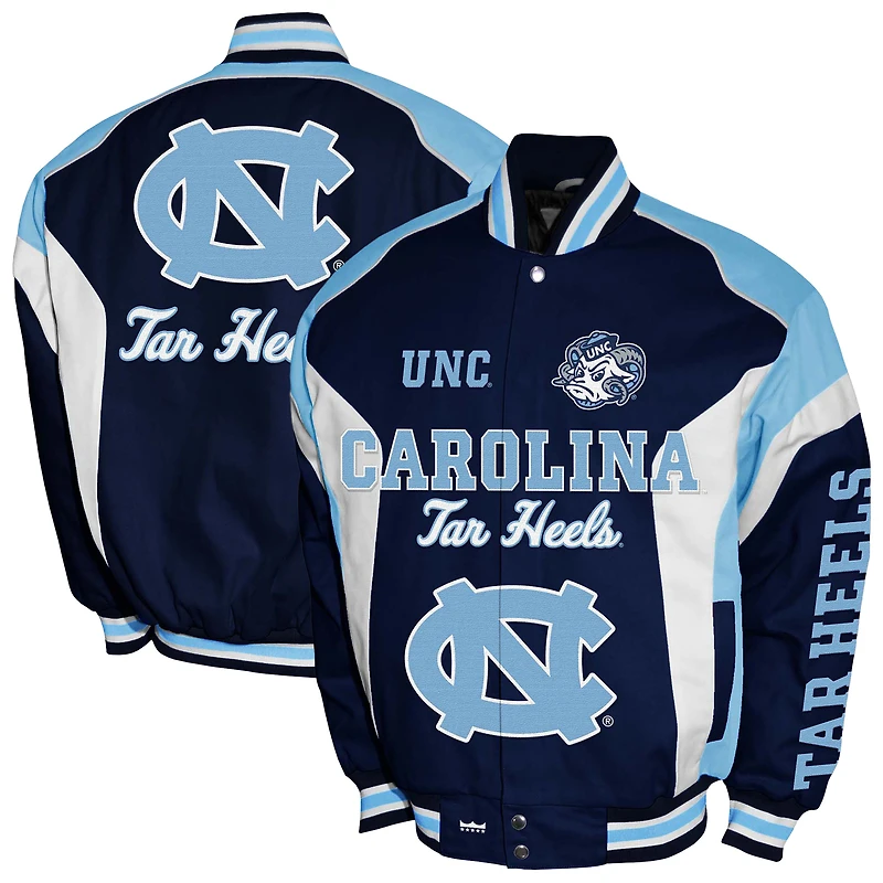 Men's Franchise Club Black/Carolina Blue North Carolina Tar Heels Driven Full-Zip Twill Jacket