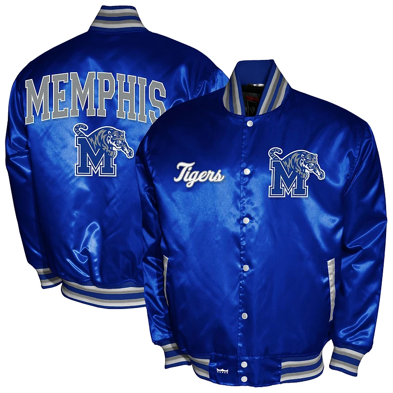 Men's Franchise Club Royal Memphis Tigers Satin Full-Snap Jacket