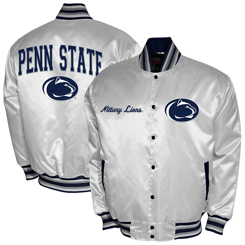 Men's Franchise Club White Penn State Nittany Lions Satin Full-Snap Jacket
