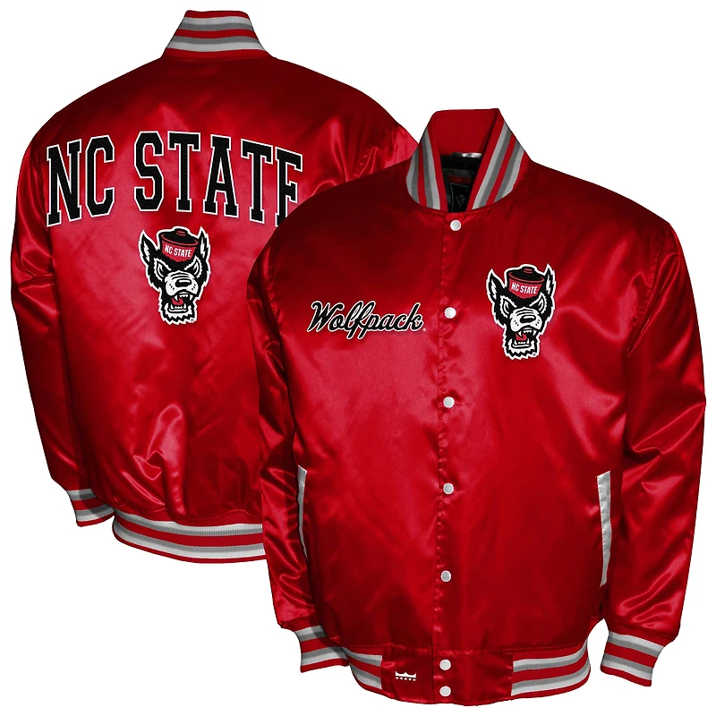 Men's Franchise Club Red NC State Wolfpack Satin Full-Snap Jacket