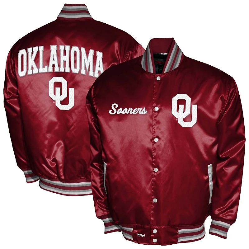 Men's Franchise Club Crimson Oklahoma Sooners Satin Full-Snap Jacket