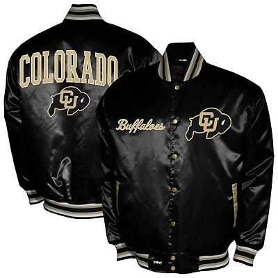 Men's Franchise Club Black Colorado Buffaloes Satin Full-Snap Jacket