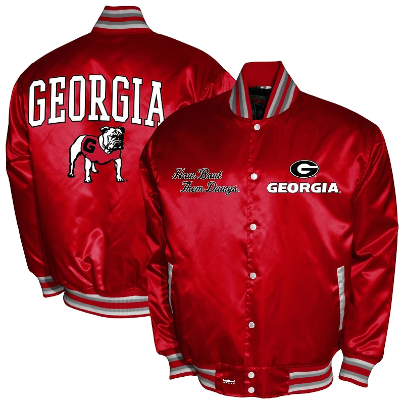 Men's Franchise Club Red Georgia Bulldogs Satin Full-Snap Jacket