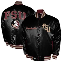 Men's Franchise Club Black Florida State Seminoles Satin Full-Snap Jacket