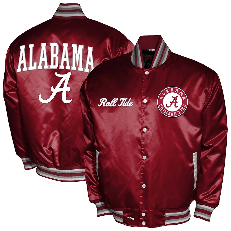 Men's Franchise Club Crimson Alabama Tide Satin Full-Snap Jacket
