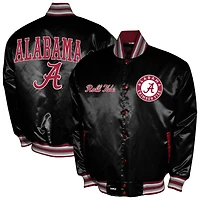 Men's Franchise Club Black Alabama Crimson Tide Satin Full-Snap Jacket