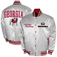 Men's Franchise Club White Georgia Bulldogs Satin Full-Snap Jacket