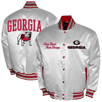 Men's Franchise Club White Georgia Bulldogs Satin Full-Snap Jacket