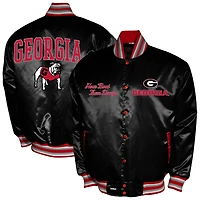 Men's Franchise Club Black Georgia Bulldogs Satin Full-Snap Jacket