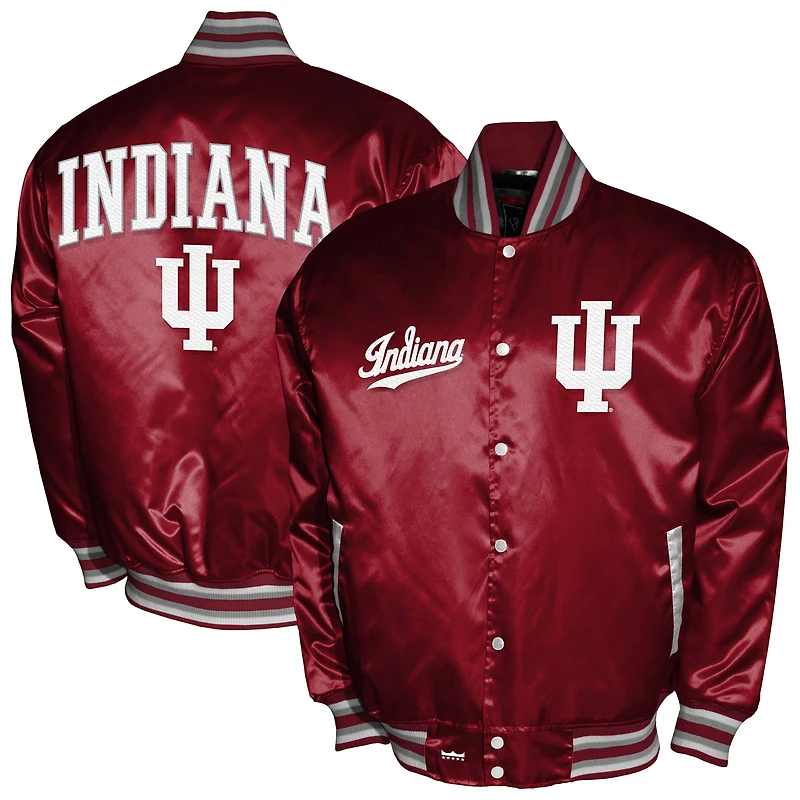 Men's Franchise Club Crimson Indiana Hoosiers Satin Full-Snap Jacket