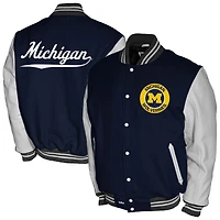 Men's Franchise Club Navy Michigan Wolverines Full-Snap Letterman Jacket