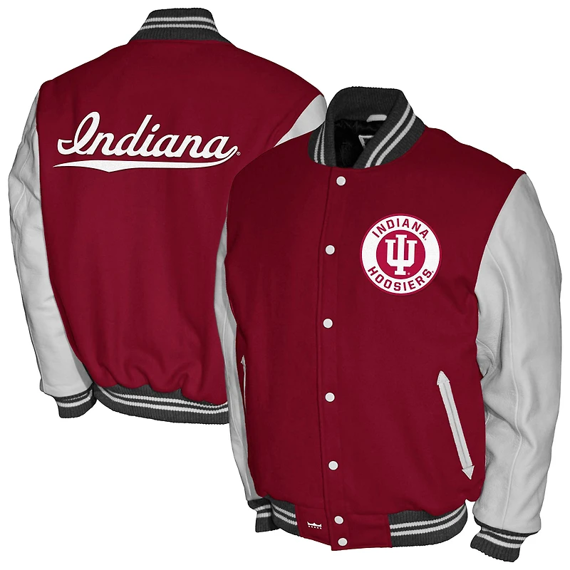 Men's Franchise Club Crimson Indiana Hoosiers Full-Snap Letterman Jacket