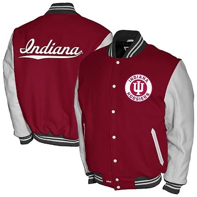 Men's Franchise Club Crimson Indiana Hoosiers Full-Snap Letterman Jacket