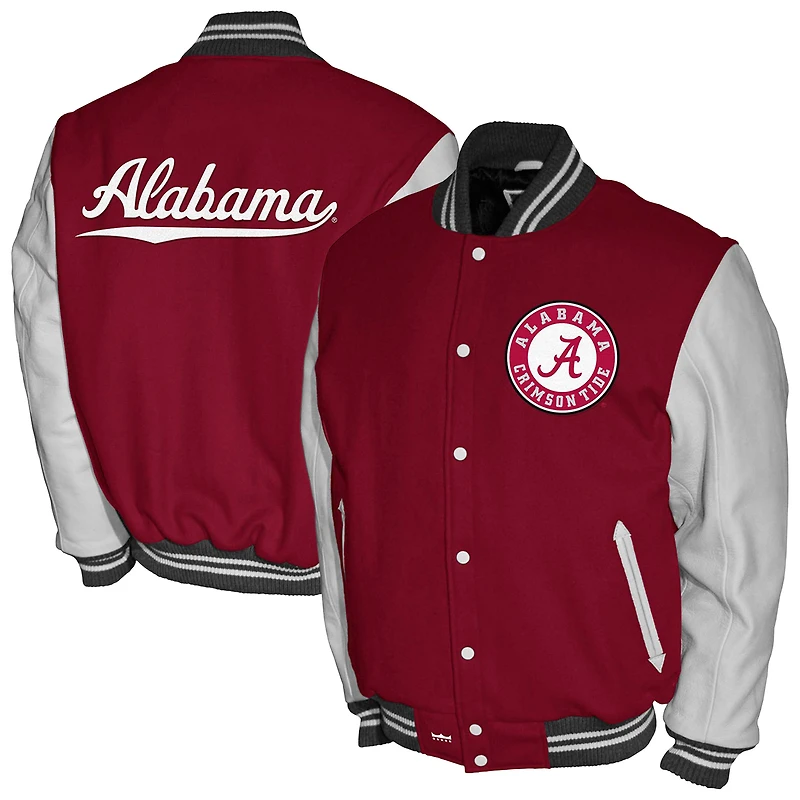 Men's Franchise Club Crimson Alabama Crimson Tide Full-Snap Letterman Jacket