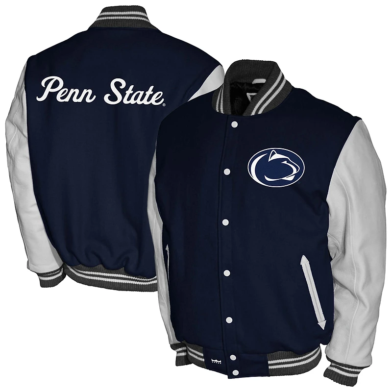 Men's Franchise Club Navy Penn State Nittany Lions Full-Snap Letterman Jacket