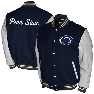 Men's Franchise Club Navy Penn State Nittany Lions Full-Snap Letterman Jacket