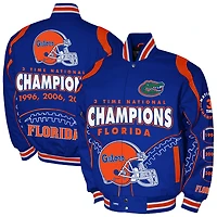 Men's Franchise Club Royal Florida Gators 3-Time Champions Signature Cotton Twill Full-Snap Jacket