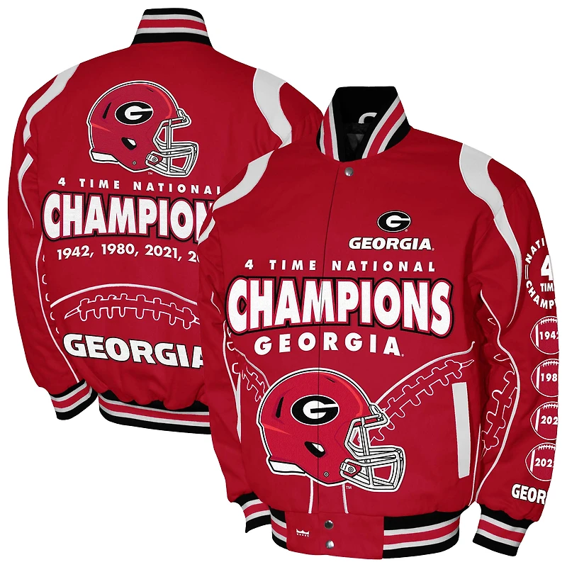 Men's Franchise Club Red Georgia Bulldogs 4-Time Champions Signature Cotton Twill Full-Snap Jacket