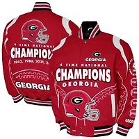 Men's Franchise Club Red Georgia Bulldogs 4-Time Champions Signature Cotton Twill Full-Snap Jacket