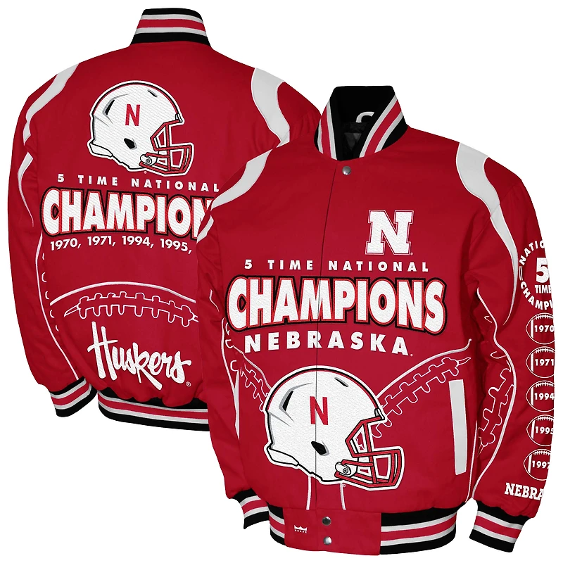 Men's Franchise Club Scarlet Nebraska Huskers 5-Time Champions Signature Cotton Twill Full-Snap Jacket