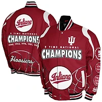 Men's Franchise Club Crimson Indiana Hoosiers 5-Time Champions Signature Cotton Twill Full-Snap Jacket
