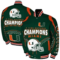 Men's Franchise Club Green Miami Hurricanes 5-Time Champions Signature Cotton Twill Full-Snap Jacket