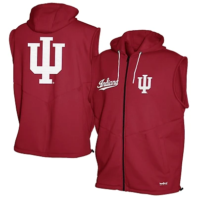 Men's Franchise Club Crimson Indiana Hoosiers Gym Fleece Full-Zip Hoodie Vest