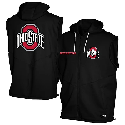 Men's Franchise Club Black Ohio State Buckeyes Gym Fleece Full-Zip Hoodie Vest