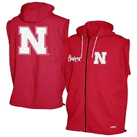 Men's Franchise Club Scarlet Nebraska Huskers Gym Fleece Full-Zip Hoodie Vest