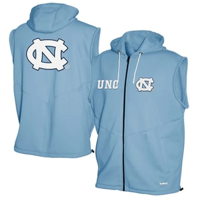 Men's Franchise Club Carolina Blue North Carolina Tar Heels Gym Fleece Full-Zip Hoodie Vest
