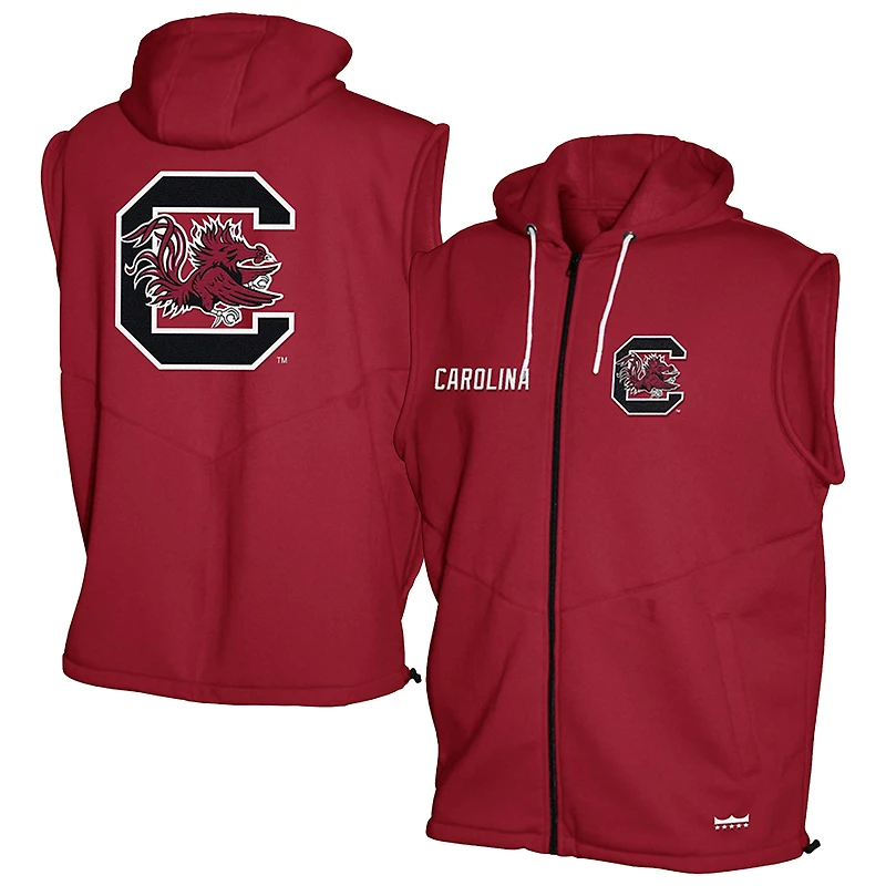 Men's Franchise Club Garnet South Carolina Gamecocks Gym Fleece Full-Zip Hoodie Vest
