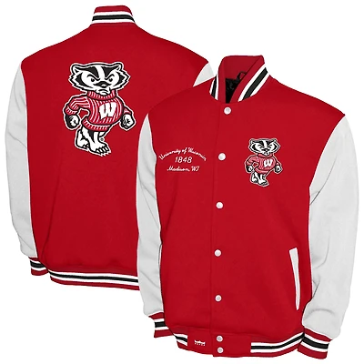 Men's Franchise Club Red Wisconsin Badgers Fleece Varsity Full-Snap Jacket