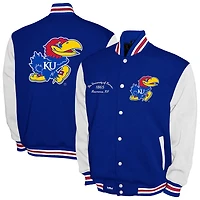 Men's Franchise Club Royal Kansas Jayhawks Fleece Varsity Full-Snap Jacket